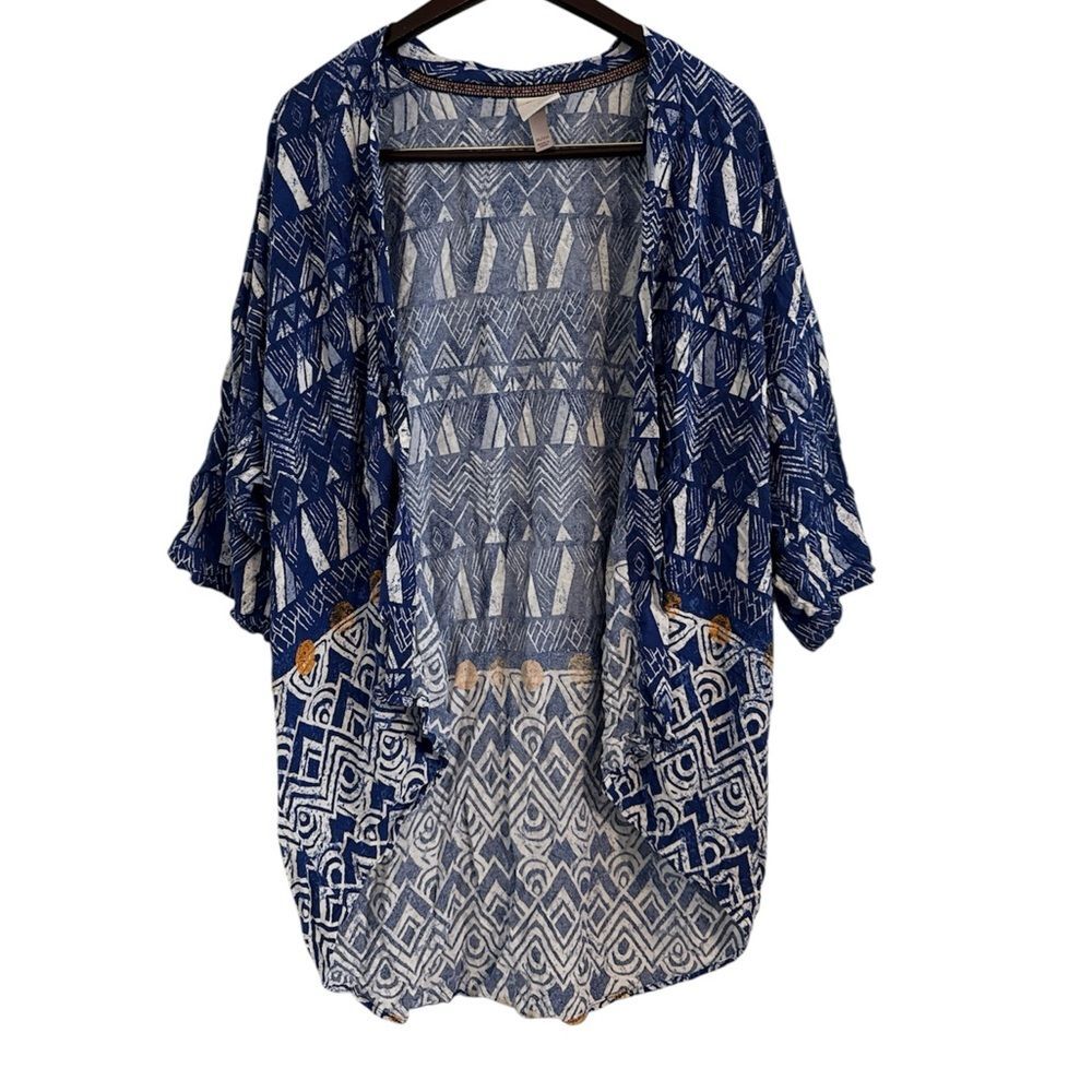 Knox Rose Navy pattern Cover Up Cardigan Size XL / XXL